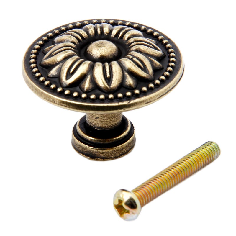 Mgoodoo 5 Pcs Vintage Flower Cabinet Knobs, Antique Bronze Drawer Pulls, Flower Shape Dresser Knobs for Furniture Cabinet Drawer,Dresser, Cupboard, Kitchen Cabinets - Image 1